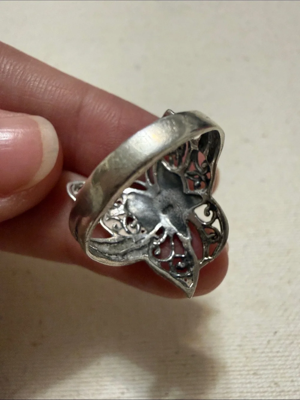 Sterling Silver 925 Intricate Butterfly Filigree Ring size 6.5